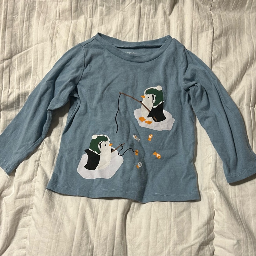 First Impressions Blue Long Sleeve‎ Tee with Penguin Design